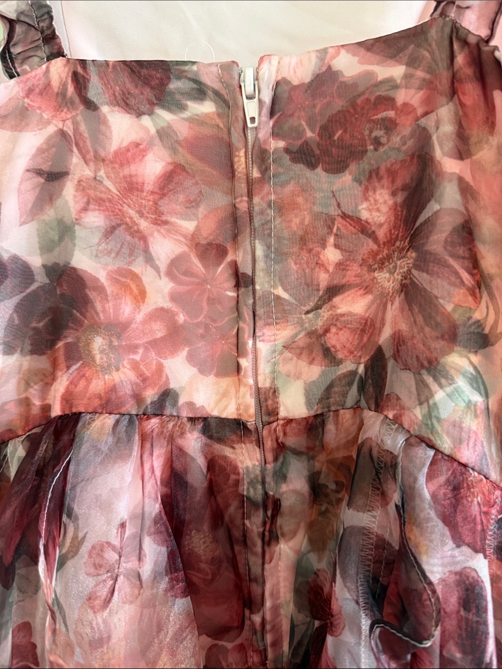 GB girls Floral Ruffle Chiffon Dress - Rose Mauve - Picture 8 of 9